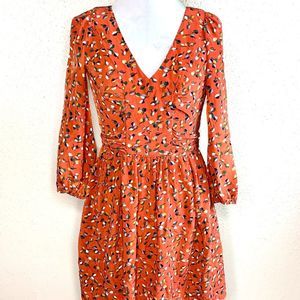 81 POPPIES Coral Silk Dress; Sz 0